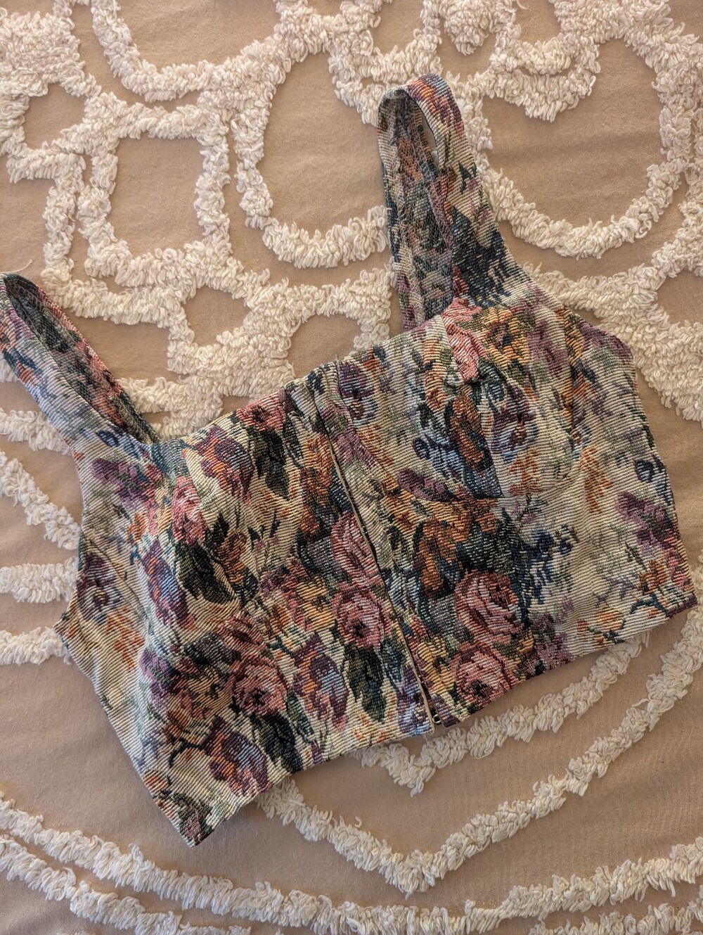 Floral bralette or cropped top, bustier corset top, size small